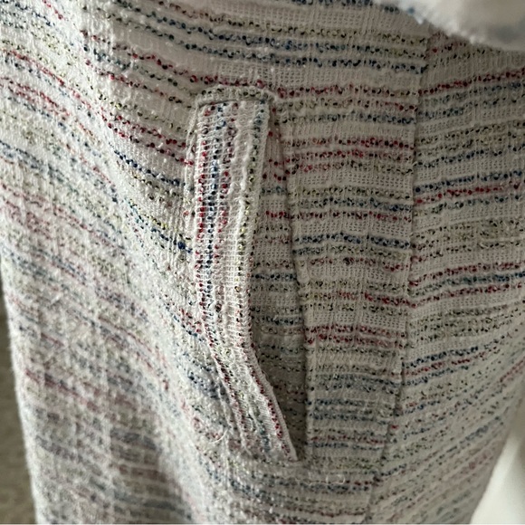 LOFT Tweed Mini Dress Side Pockets Puff Sleeves Multicolor Over Ivory Si… - Picture 5 of 8